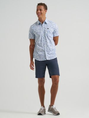 Men's Textured Floral Button Down Shirt in Moonlight Blue alternative view 3