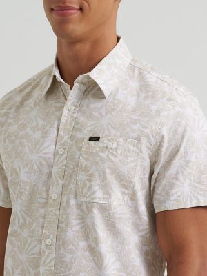 Men's Textured Floral Button Down Shirt
