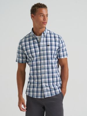 Men's One Pocket Plaid Button Down Shirt