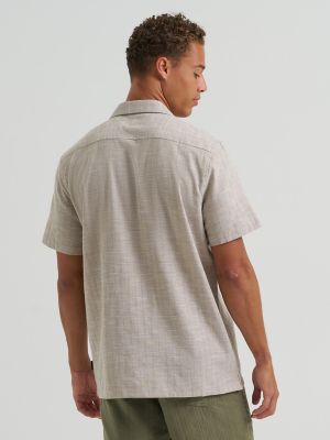 Men's Dobby Slub Camp Shirt in Khaki alternative view