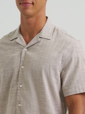 Men's Dobby Slub Camp Shirt in Khaki alternative view 2