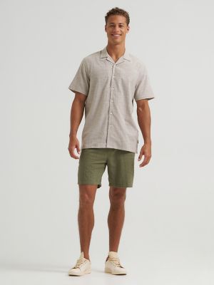 Men's Dobby Slub Camp Shirt in Khaki alternative view 3