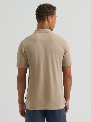 Men's Solid Mini Pique Polo Shirt in Chinchilla