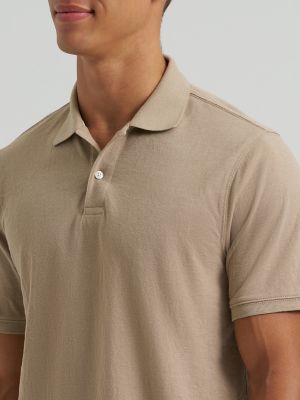 Men's Solid Mini Pique Polo Shirt in Chinchilla