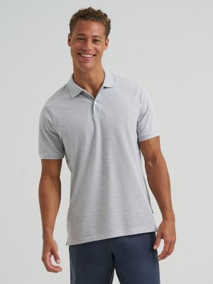 Men's Solid Mini Pique Polo Shirt in Sterling Grey Heather