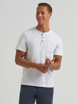 Men's Short Sleeve Jersey Henley in Oatmeal main view