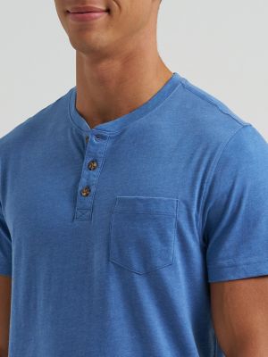 Men's Short Sleeve Jersey Henley in Moonlight Blue alternative view 2