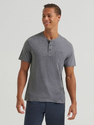 Men's Short Sleeve Jersey Henley in Grey Heather main view