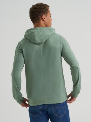 Men's Sueded Jersey Hoodie in Hedge Green alternative view