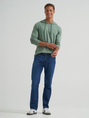 Men's Sueded Jersey Hoodie in Hedge Green alternative view 3