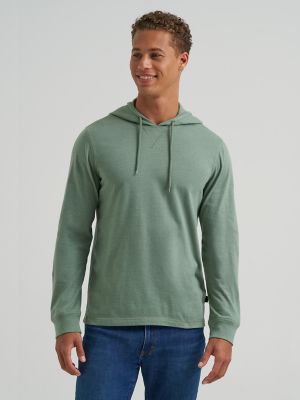 Men's Sueded Jersey Hoodie in Hedge Green main view