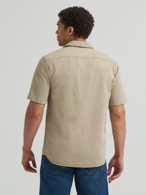 Mens Double Chest Patch Pocket Button Down Shirt:Khaki:L alternative view