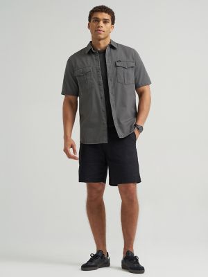 Men's Double Chest Patch Pocket Button Down Shirt in Static Gray alternative view 3