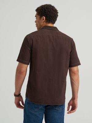 Men's Double Chest Patch Pocket Button Down Shirt in Espresso