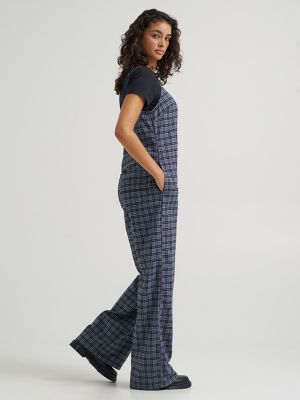 Women's Preppy Wide Leg Jumpsuit in Straw Plaid