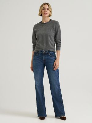 Women's Premium Bow Flare Jean in Flash Blue