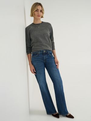 Women's Premium Bow Flare Jean in Flash Blue
