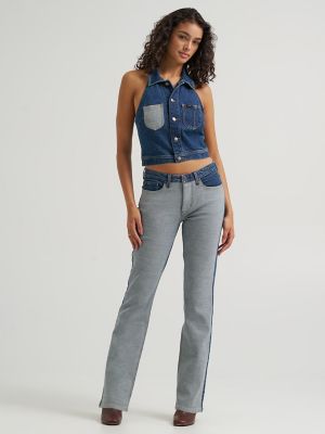 Women's Reversed Denim Chore Halter Top