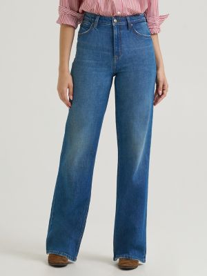 Women's Premium High Rise Retro A-Line Jean in Blue Bizarro
