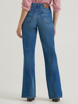 Women's Premium High Rise Retro A-Line Jean in Blue Bizarro