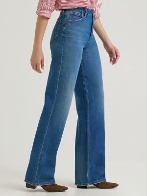 Women's Premium High Rise Retro A-Line Jean in Blue Bizarro