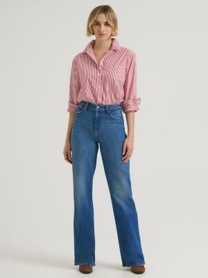 Women's Premium High Rise Retro A-Line Jean in Blue Bizarro