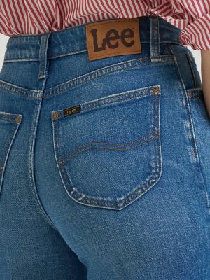 Women's Premium High Rise Retro A-Line Jean in Blue Bizarro