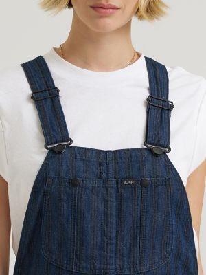Women's Premium Hickory Stripe Slim Straight Overall