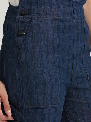 Women's Premium Hickory Stripe Slim Straight Overall