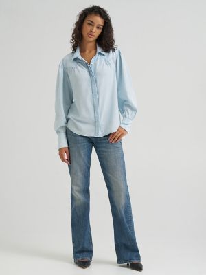 Women's Premium Femme Western Shirt in Bend The Light