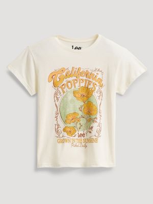 Women's California Poppies Graphic Tee in Marshmallow main view