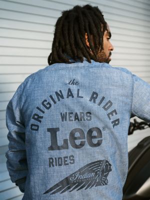 Men's Lee&reg; x Indian Motorcycle 101 LS Workshirt in Blue Chambray