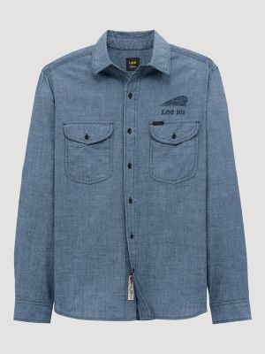 Men's Lee&reg; x Indian Motorcycle 101 LS Workshirt in Blue Chambray