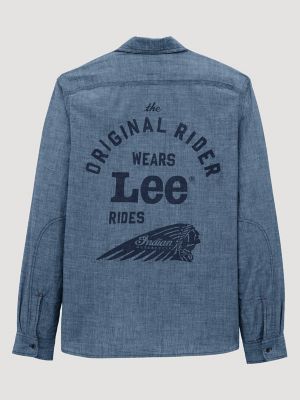 Men's Lee&reg; x Indian Motorcycle 101 LS Workshirt in Blue Chambray