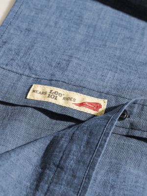 Men's Lee&reg; x Indian Motorcycle 101 LS Workshirt in Blue Chambray