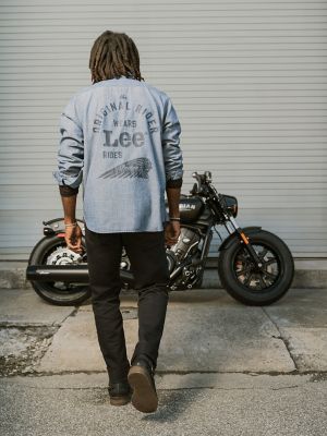 Men's Lee&reg; x Indian Motorcycle 101 LS Workshirt in Blue Chambray