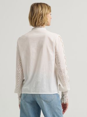 Women's Lace Button Down Blouse