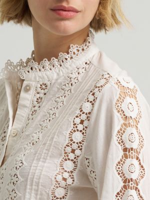 Women's Lace Button Down Blouse