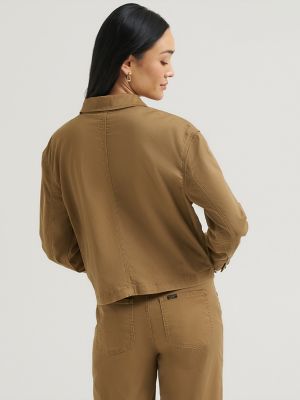 Women's Legendary Cropped Chore Jacket in Dark Khaki