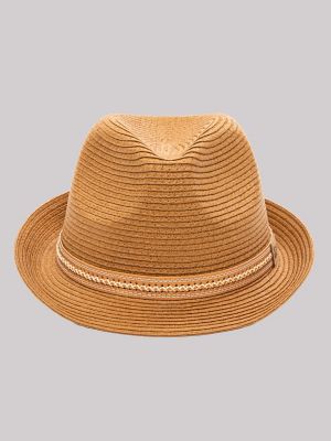 Laced Leather Band Straw Fedora
