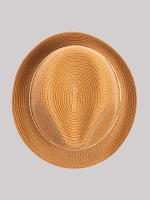 Laced Leather Band Straw Fedora