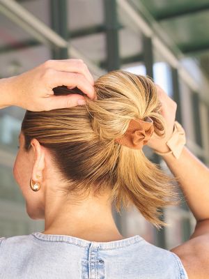 Goody x Lee Faux Leather Ponytail Cuffs 2ct:Tan:One Size main view