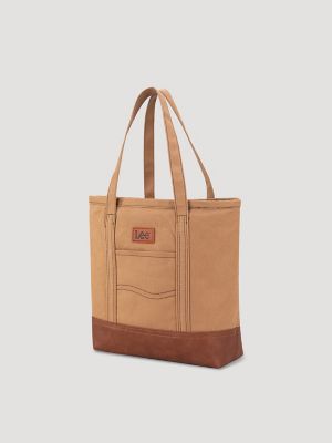 Women's Color Block Tote Bag in Khaki