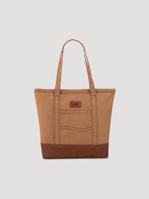 Women's Color Block Tote Bag in Khaki
