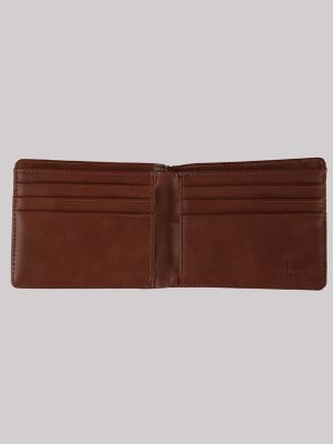 Men's Metal Logo Pebble Grain Bifold Wallet
