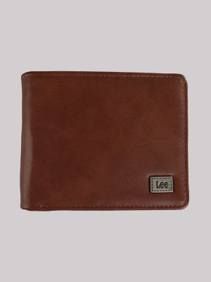 Men's Metal Logo Pebble Grain Bifold Wallet