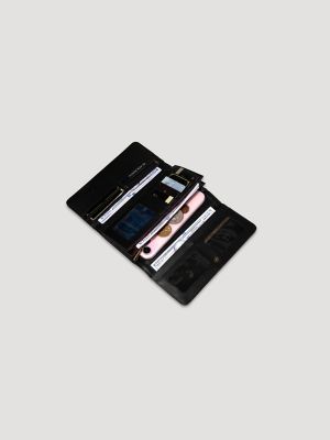 Women's Stripe Wristlet Trifold Wallet in Black