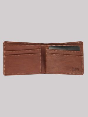 Men's Embossed Logo Patch Tumbled Bifold Wallet