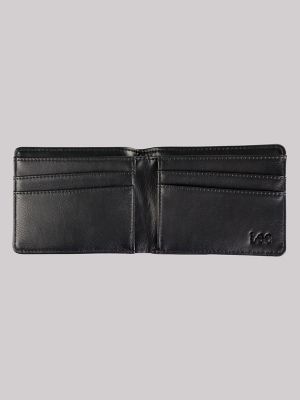 Men's Stitched Metal Logo Pebble Grain Bifold Wallet