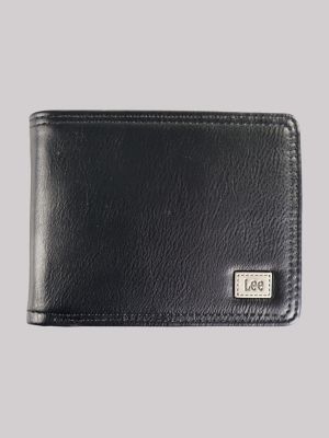 Men's Stitched Metal Logo Pebble Grain Bifold Wallet